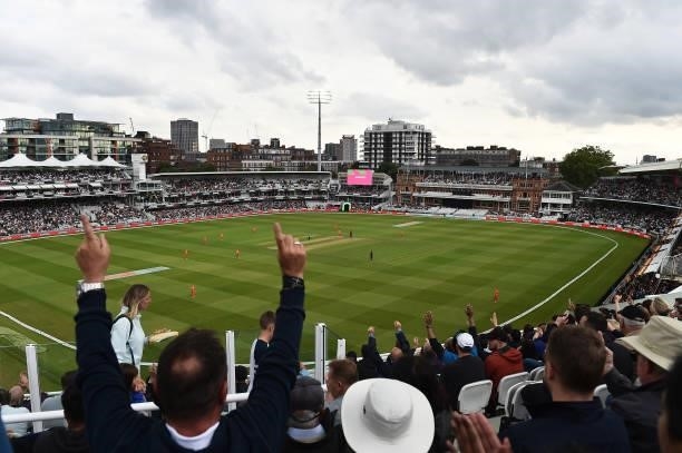 General view of play during The Hundred Final match between Birmingham Phoenix Men and Southern Brave Men at Lord's Cricket Ground on August 21, 2021...