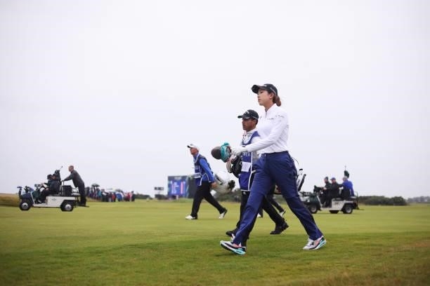 Yealimi Noh of The United States walks down the eighteenth fairway during Day Three of the AIG Women's Open at Carnoustie Golf Links on August 21,...