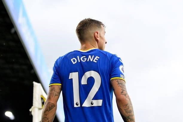 Lucas Digne of Everton during the Premier League match between Leeds United and Everton at Elland Road on August 21 2021 in Leeds, England.