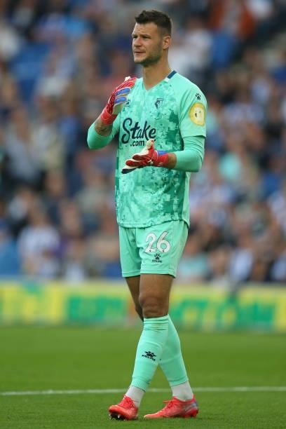 Daniel Bachmann of Watford during the Premier League match between Brighton & Hove Albion and Watford at American Express Community Stadium on August...