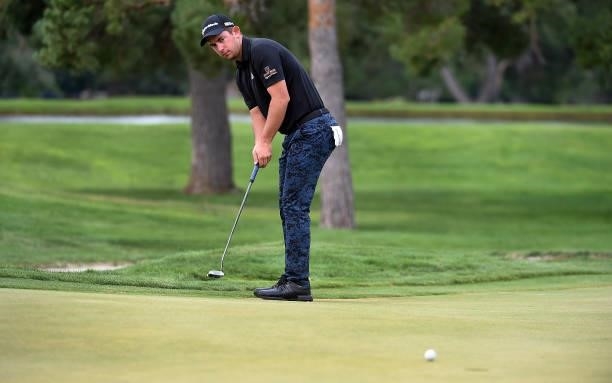 Lucas Herbert hits his putt on the first hole during the round three of the Albertsons Boise Open at Hillcrest Country Club on August 21, 2021 in...
