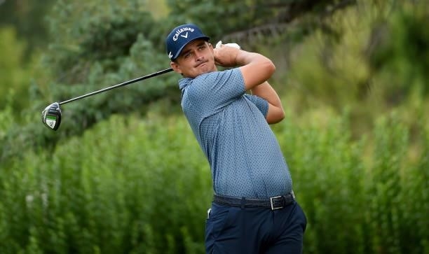 Christiaan Bezuidenhout of South Africa hits his tee shot on the second hole during the round three of the Albertsons Boise Open at Hillcrest Country...