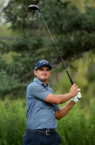 Christiaan Bezuidenhout of South Africa hits his tee shot on the second hole during the round three of the Albertsons Boise Open at Hillcrest Country...