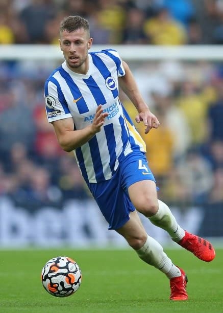 Adam Webster of Brighton & Hove Albion on the ball during the Premier League match between Brighton & Hove Albion and Watford at American Express...