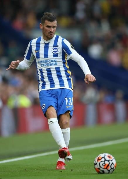 Pascal Gross of Brighton & Hove Albion passes the ball during the Premier League match between Brighton & Hove Albion and Watford at American Express...