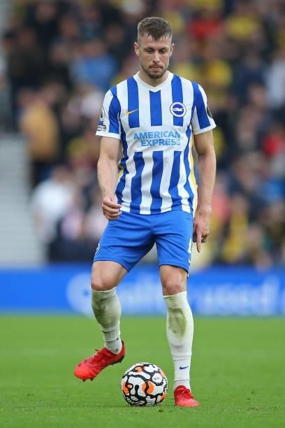 Adam Webster of Brighton & Hove Albion passes the ball during the Premier League match between Brighton & Hove Albion and Watford at American Express...