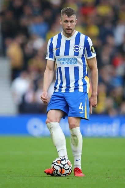 Adam Webster of Brighton & Hove Albion passes the ball during the Premier League match between Brighton & Hove Albion and Watford at American Express...