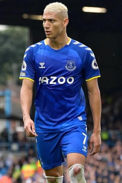 Richarlison of Everton during the Premier League match between Leeds United and Everton at Elland Road on August 21 2021 in Leeds, England.
