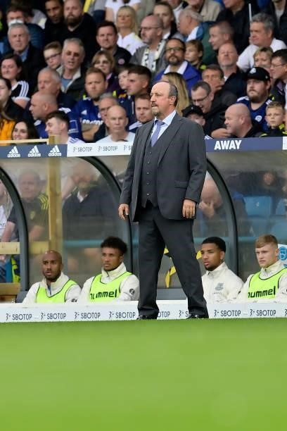 Rafael Benitez manager Everton during the Premier League match between Leeds United and Everton at Elland Road on August 21 2021 in Leeds, England.