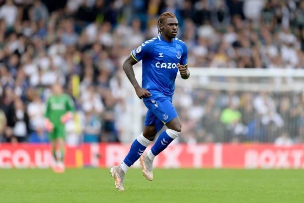 Moise Kean of Everton during the Premier League match between Leeds United and Everton at Elland Road on August 21 2021 in Leeds, England.
