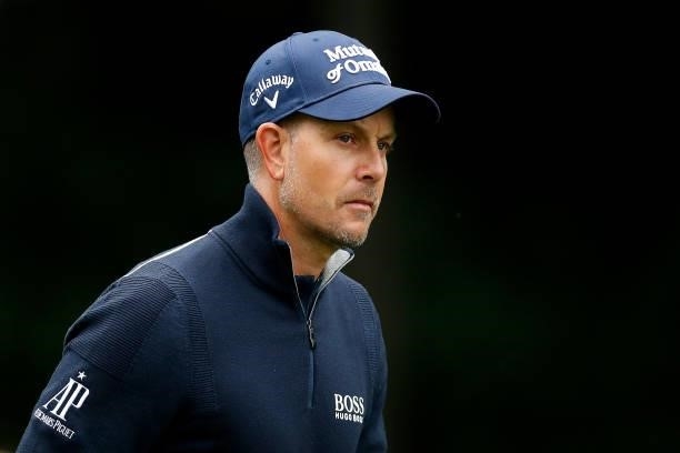 Henrik Stenson of Sweden looks on from the fourth hole during Day Four of The D+D Real Czech Masters at Albatross Golf Resort on August 22, 2021 in...