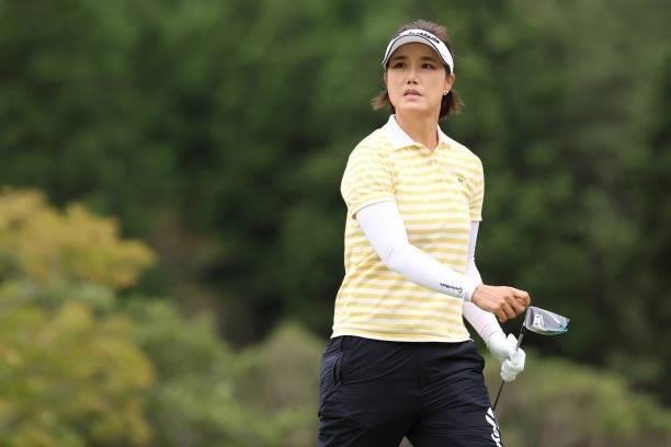 Mi-Jeong Jeon of South Korea looks on during the final round of the CAT Ladies at Daihakone Country Club on August 22, 2021 in Hakone, Kanagawa,...