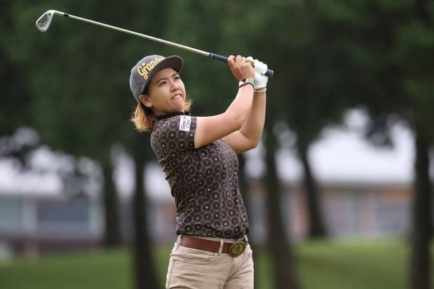 Nana Yamashiro of Japan hits her second shot on the 10th hole during the final round of the CAT Ladies at Daihakone Country Club on August 22, 2021...
