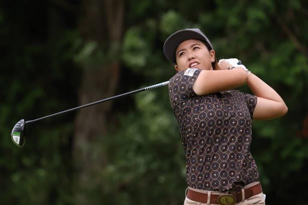 Nana Yamashiro of Japan hits her tee shot on the 11th hole during the final round of the CAT Ladies at Daihakone Country Club on August 22, 2021 in...