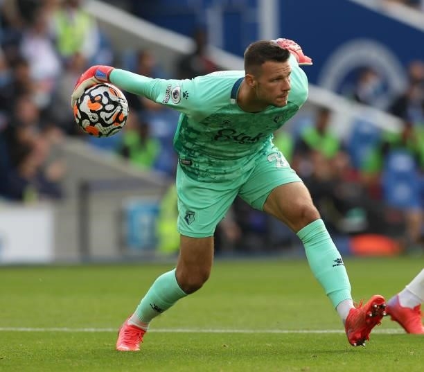 Goalkeeper Daniel Bachmann of Watford in action during the Premier League match between Brighton & Hove Albion and Watford at American Express...