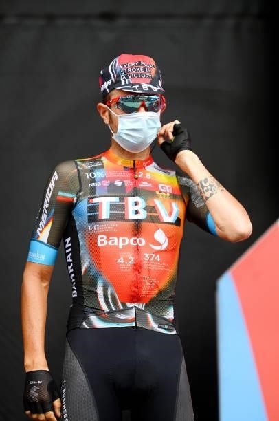 Damiano Caruso of Italy and Team Bahrain Victorious during the team presentation prior to the 76th Tour of Spain 2021, Stage 9 a 188 km stage from...