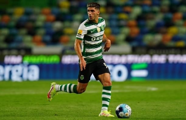 Ruben Vinagre of Sporting CP in action during the Liga Bwin match between Sporting CP and Belenenses SAD at Estadio Jose Alvalade on August 21, 2021...