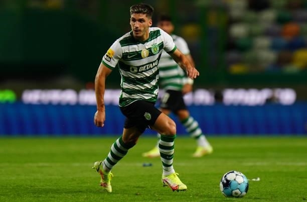 Ruben Vinagre of Sporting CP in action during the Liga Bwin match between Sporting CP and Belenenses SAD at Estadio Jose Alvalade on August 21, 2021...