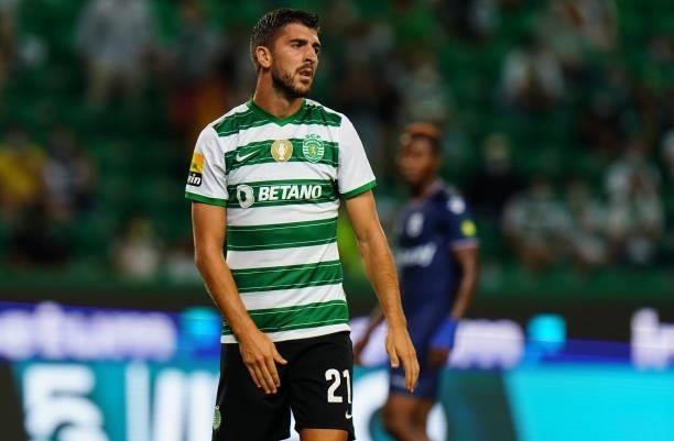 Paulinho of Sporting CP during the Liga Bwin match between Sporting CP and Belenenses SAD at Estadio Jose Alvalade on August 21, 2021 in Lisbon,...