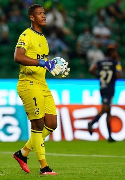 Luiz Felipe of Belenenses SAD in action during the Liga Bwin match between Sporting CP and Belenenses SAD at Estadio Jose Alvalade on August 21, 2021...