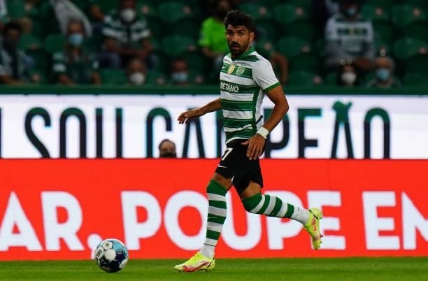 Ricardo Esgaio of Sporting CP in action during the Liga Bwin match between Sporting CP and Belenenses SAD at Estadio Jose Alvalade on August 21, 2021...