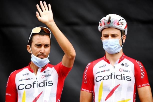 José Herrada Lopez of Spain and Piet Allegaert of Belgium and Team Cofidis during the team presentation prior to the 76th Tour of Spain 2021, Stage 9...