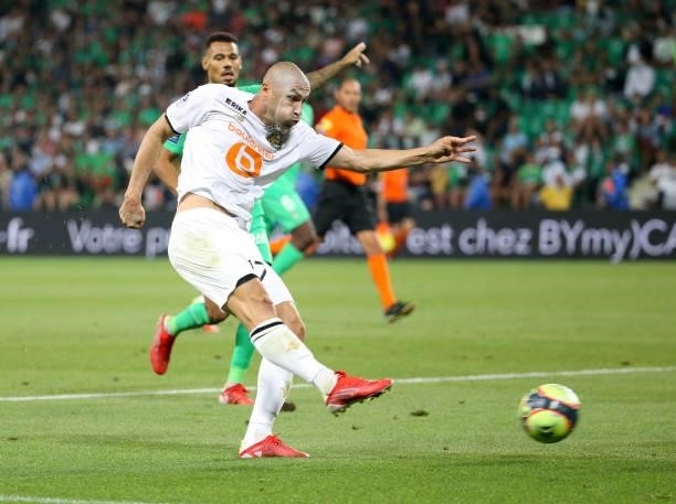 Burak Yilmaz of Lille during the Ligue 1 match between AS Saint Etienne and Lille OSC at Stade Geoffroy-Guichard on August 21, 2021 in Saint-Etienne,...
