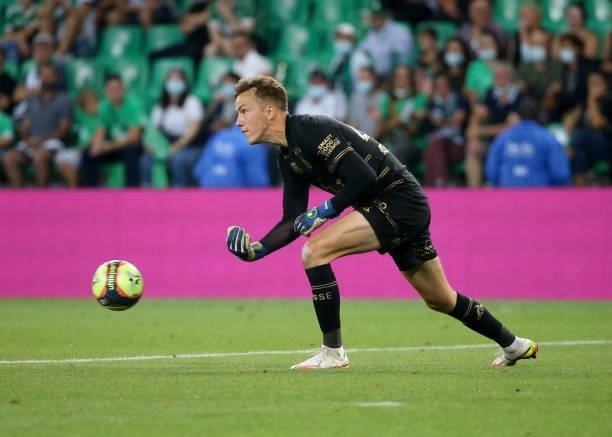 Goalkeeper of Saint-Etienne Etienne Green during the Ligue 1 match between AS Saint Etienne and Lille OSC at Stade Geoffroy-Guichard on August 21,...