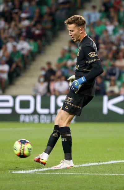 Goalkeeper of Saint-Etienne Etienne Green during the Ligue 1 match between AS Saint Etienne and Lille OSC at Stade Geoffroy-Guichard on August 21,...