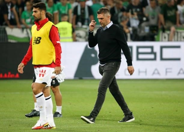 Coach of Lille OSC Jocelyn Gourvennec during the Ligue 1 match between AS Saint Etienne and Lille OSC at Stade Geoffroy-Guichard on August 21, 2021...