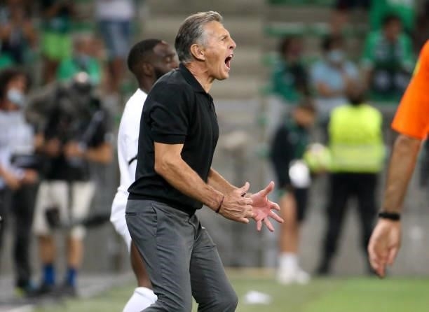 Coach of AS Saint-Etienne Claude Puel during the Ligue 1 match between AS Saint Etienne and Lille OSC at Stade Geoffroy-Guichard on August 21, 2021...