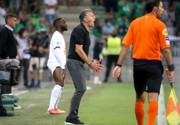Coach of AS Saint-Etienne Claude Puel during the Ligue 1 match between AS Saint Etienne and Lille OSC at Stade Geoffroy-Guichard on August 21, 2021...