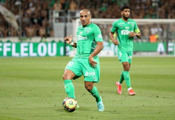 Wahbi Khazri of Saint-Etienne during the Ligue 1 match between AS Saint Etienne and Lille OSC at Stade Geoffroy-Guichard on August 21, 2021 in...