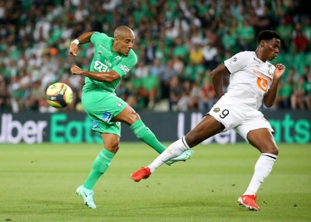 Wahbi Khazri of Saint-Etienne, Jonathan David of Lille during the Ligue 1 match between AS Saint Etienne and Lille OSC at Stade Geoffroy-Guichard on...