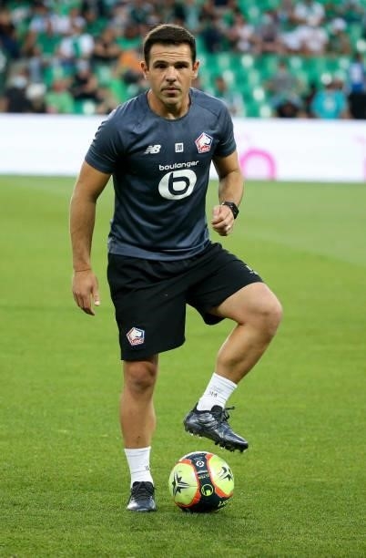 Assistant-coach of Lille OSC Jorge Maciel during the warm up before the Ligue 1 match between AS Saint Etienne and Lille OSC at Stade...