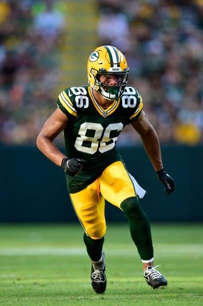 Malik Taylor of the Green Bay Packers in action against the New York Jets in the second half of a preseason game at Lambeau Field on August 21, 2021...