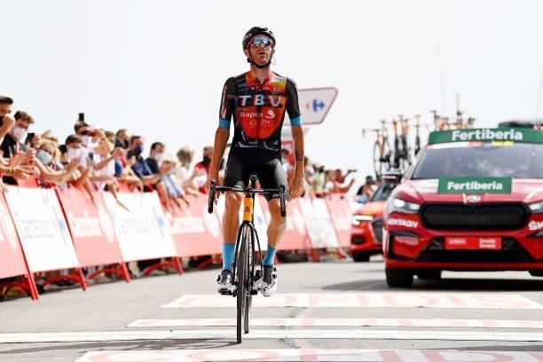 Damiano Caruso of Italy and Team Bahrain Victorious celebrates winning during the 76th Tour of Spain 2021, Stage 9 a 188 km stage from Puerto...