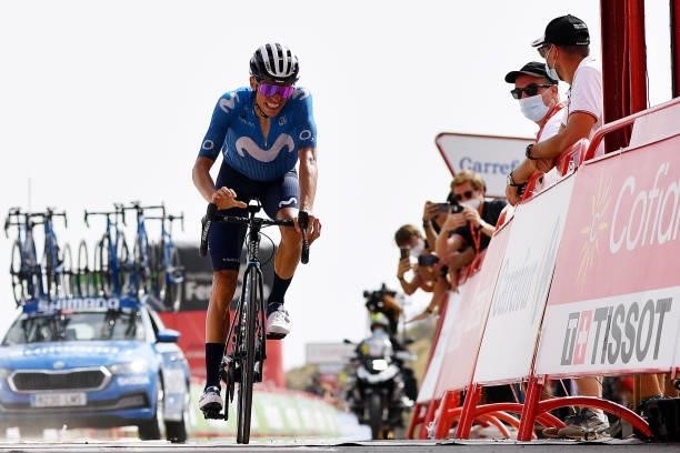 Enric Mas Nicolau of Spain and Movistar Team crosses the finishing line during the 76th Tour of Spain 2021, Stage 9 a 188 km stage from Puerto...