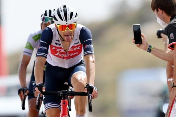 Giulio Ciccone of Italy and Team Trek - Segafredo crosses the finishing line during the 76th Tour of Spain 2021, Stage 9 a 188 km stage from Puerto...