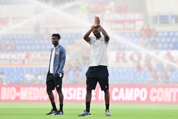 Tammy Abraham prior to the Serie A match between AS Roma and ACF Fiorentina at Stadio Olimpico on August 22, 2021 in Rome, Italy.