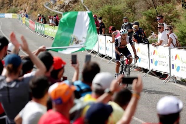 Gianluca Brambilla of Italy and Team Trek - Segafredo competes while fans cheer during the 76th Tour of Spain 2021, Stage 9 a 188 km stage from...