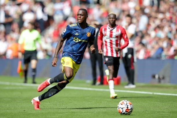Aaron Wan-Bissaka of Manchester United during the Premier League match between Southampton and Manchester United at St Mary's Stadium on August 22,...