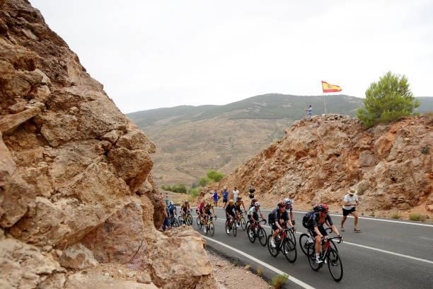 General view of Richard Carapaz of Ecuador, Egan Arley Bernal Gomez of Colombia, white best young jersey, Thomas Pidcock of United Kingdom, Salvatore...