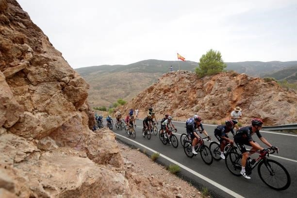 General view of Richard Carapaz of Ecuador, Egan Arley Bernal Gomez of Colombia, white best young jersey, Thomas Pidcock of United Kingdom, Salvatore...