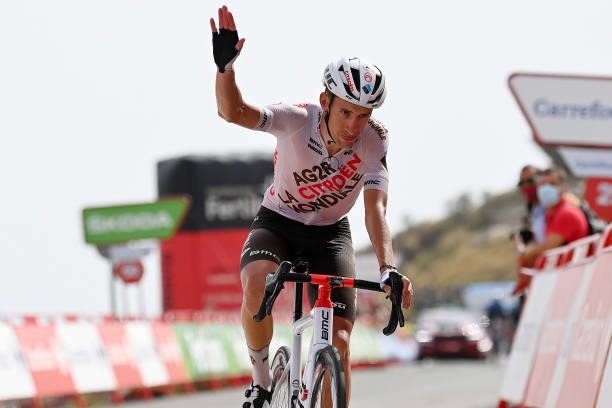 Geoffrey Bouchard of France and AG2R Citröen Team crosses the finishing line during the 76th Tour of Spain 2021, Stage 9 a 188 km stage from Puerto...
