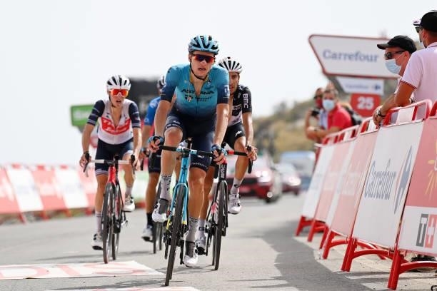 Aleksander Vlasov of Russia and Team Astana – Premier Tech crosses the finishing line during the 76th Tour of Spain 2021, Stage 9 a 188 km stage from...