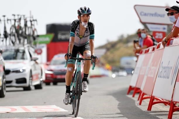 Mikel Nieve Ituralde of Spain and Team BikeExchange crosses the finishing line during the 76th Tour of Spain 2021, Stage 9 a 188 km stage from Puerto...