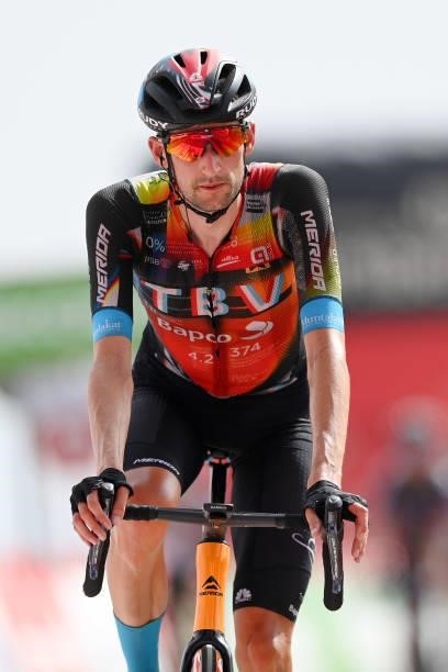 Wouter Poels of Netherlands and Team Bahrain Victorious crosses the finishing line during the 76th Tour of Spain 2021, Stage 9 a 188 km stage from...
