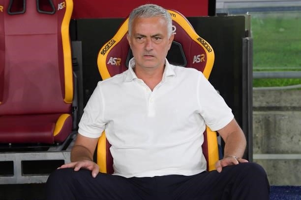 Roma coach Josè Mourinho before the Serie A match between AS Roma and ACF Fiorentina at Stadio Olimpico on August 22, 2021 in Rome, Italy.