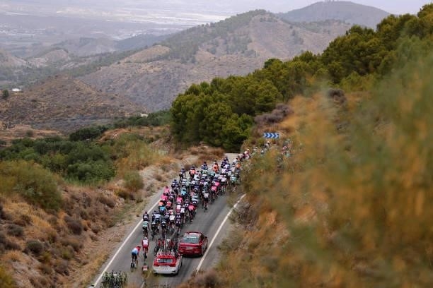 The peloton competes through a landscape during the 76th Tour of Spain 2021, Stage 9 a 188 km stage from Puerto Lumbreras to Alto de Velefique 1800m...